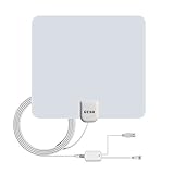 TV Antenna, GUSO indoor HDTV antenna 50 Miles Long Range with Detachable amplifier Signal Booster and 13 Feet Coax Cable-white