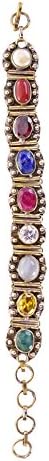 Handmade Natural Gemstones Navratna Navgrah 9 Planet Golden Panchdhatu Bracelet