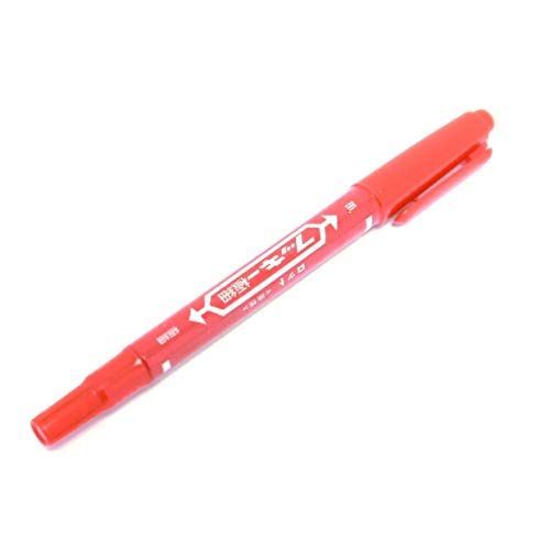 Tattoo Skin Scribe Pen Dual-Tip Marker Piercing Marking Surgical Tattooing (5 Pack, Red)