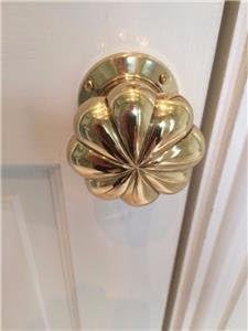 Chattels Stunning Pair of Large Mortice Flower Door Knobs in Solid Brass Handles KLN-PL, Gold - Image 4