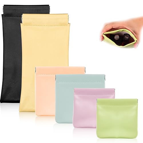 6Pcs Small Makeup Bag Cosmetic Pouch, 3size Mini Makeup Pouch Portable Purse Pouches, Self-closing Pouches Waterproof Cosmetic Bag for Cosmetics Jewelry Headphones (6 Colors)
