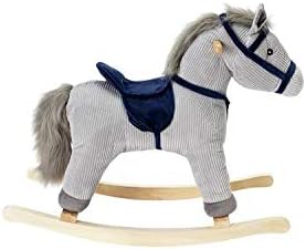 chad valley grey and blue cord rocking horse