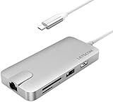 USB-C Hub, Letscom 8-in-1 Type C Hub with HDMI Port, Gigabit Ethernet Port, USBC Charging Port, 2 USB 3.0 and 1 USB 2.0 Ports, SD/TF Card Reader, for MacBook Pro and More Type-C Devices, Silver