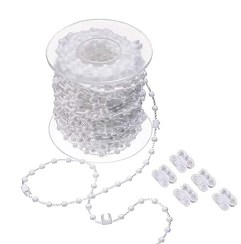 DBOO Vertical Blind Bottom Chain - 20 Meter White Vertical Blinds Chain with 5 Pieces Plastic Chain Connectors for 3.5 Inch/ 89 mm Slats