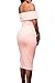 Alvaq Women's Sexy V Neck Off The Shoulder Evening Bodycon Club Midi Dress, Large, Peach
