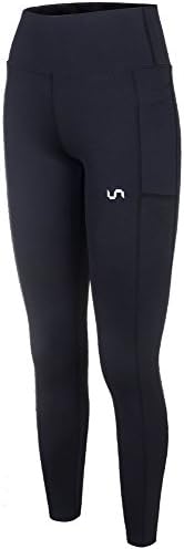 Take Five Women's Side Pockets Running Tights UV Protection Compression Pants Workout Leggings Cycling Tights (M, Black)