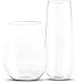 Plastic Wine Glasses and Champagne Flutes - (Set of 20 Each) Stemless Disposable Stemless Wine Cups For Wedding Party Toasting. Unbreakable Tumblers Clear Like Glass To Show Off Fancy Cocktail