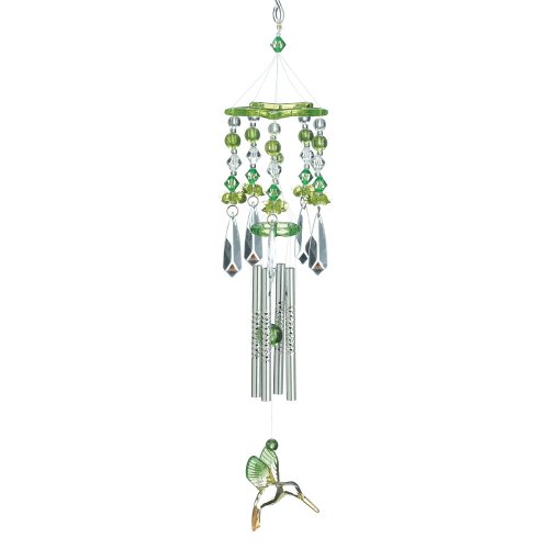 Gifts & Decor Leafy Green Hummingbirds Acrylic and Metal Wind Chime