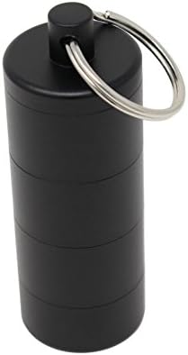 Four-Layer Metal Aluminum Tobacco, Wax, Herb Container with Key Chain by Med Stasher (Black)