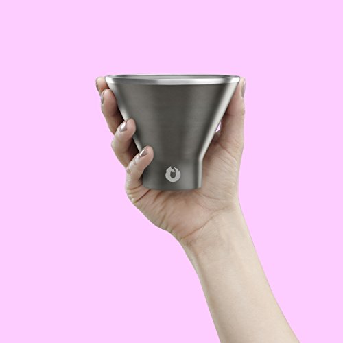 SNOWFOX C60012-07 Insulated Stainless Steel Stemless Martini Glass (Set of 2), Olive Grey - Thumbnail 4