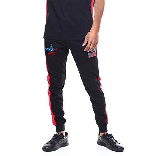 Simayixx Sport Pants American Flag Athletic Running Pant Light Jersey Sweatpants Teens Zip Joggers Gym Workout Track Suit Black