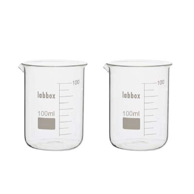 Laboratory Glass Cup with Spout, Boro 3.3, Measuring Cup (100 ml, 2)