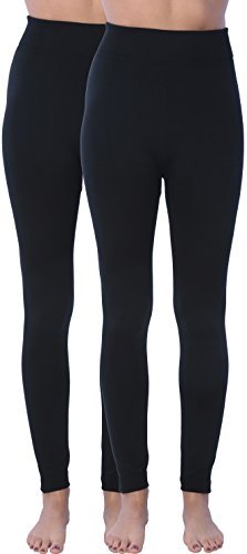 Women's Seamless High Waist Brushed Fleece Lined Legging,2 Black,Large / X-Large - Thumbnail 5