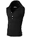 Ohoo Mens Slim Fit Hooded Sleeveless Hoodie Henley Button Ribbed Tank Top