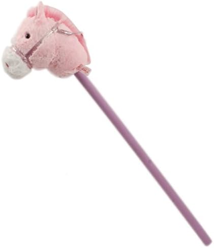 Linzy Plush 32" Pink Horse Head Stick w/ Galloping Sound - Hours of Fun - Galloping Sound - Batteries Included - Soft Yet Durable - Perfect Holiday or Birthday Present