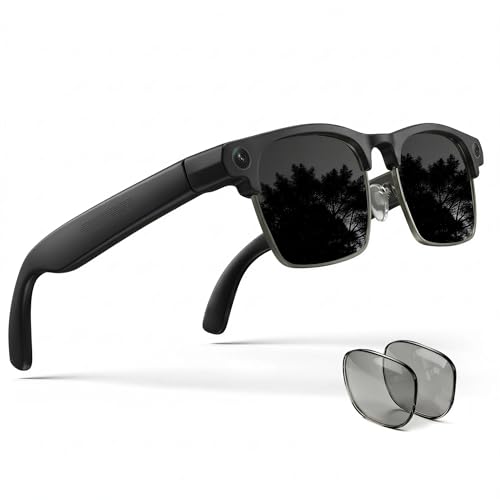 AI Smart Glasse for Men Women —8 MP Camera, Open-Ear Speakers for Audio, Video Recording and Bluetooth, Real-Time Translation-Sunglasses (Extra Photochromic Lenses), Voice Control Smart Wearable