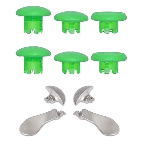 Thumbsticks Paddles Trigger Buttons Replacement for PS5 Edge Controller - Thumb Sticks Back Buttons Accessories for PS5 Edge Controller (10IN1-Green+Silver)