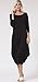 Tabeez Women's Casual 3/4 Sleeve and Long Sleeve Loose Bubble Jersey Shift Cocoon Midi Dress (Made In The USA),Black,Large