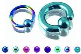 Dark Blue Titanium Captive Bead Ring with Steel Ball - 18G (1mm) - 5/16" (8mm) - Sold Individually