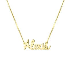Women Name Necklace Big Initial Gold Plated Best