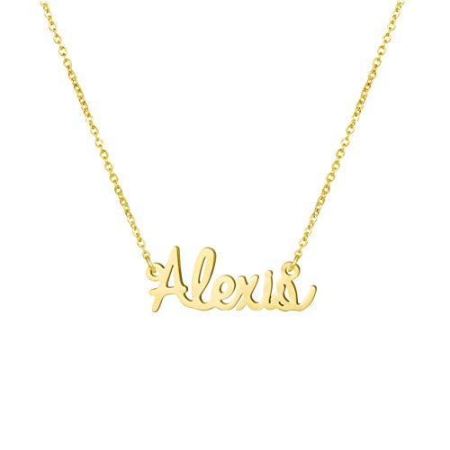 Women Name Necklace Big Initial Gold Plated Best