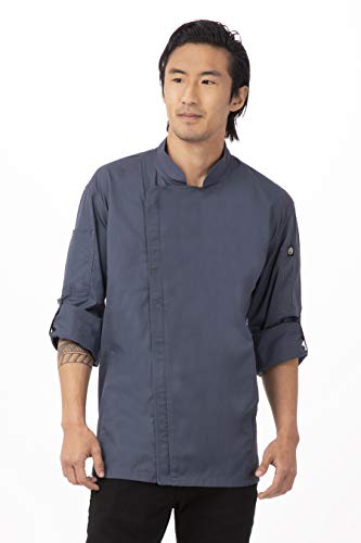 Chef Works Men's Hartford Chef Coat, Blue, Large