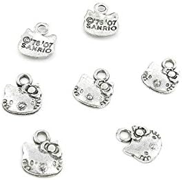 Bijouxtown Charms270pcs Silver Tone Silvertone Jewelry Making Retro Repair Vintage Charms Findings Pendant Ancient MV003 Hello Kitty