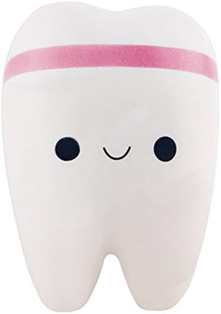 Squishy Cute Tooth Stress Relief Toy Soft Fun Slow Rising Release Kid Toy Gift(Pink)