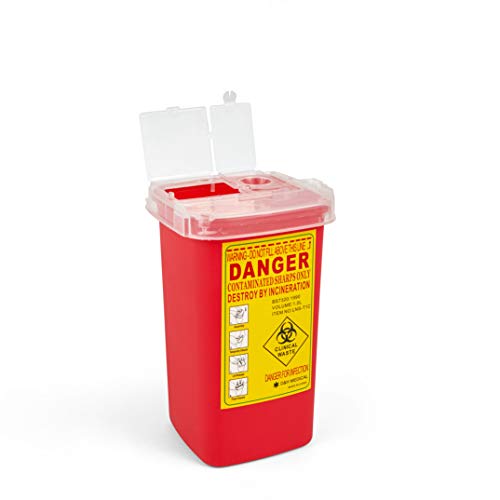 D & H Medical Sharps Disposal Container: 3-Pack Biohazard Needle Container 1-Quart Size| FDA-Approved, Safe Lock Containers for Disposal of Syringes, Blades & Lancets| Top Tattoo Supplies Disposal Kit - Thumbnail 7