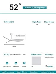 Sofucor 52" Ceiling Fan no Light and Remote