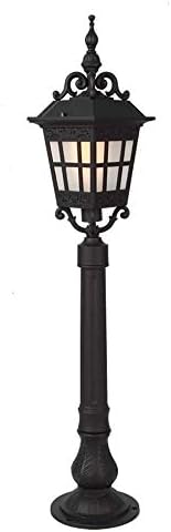 WPOLED European Outdoor Waterproof Glass Pillar Light Black Aluminum Metal Lawn Lantern IP54 Courtyard Community Decorative Column Lamp Villa Garden Aisle Post Light