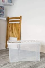 Wham Plastic Storage Boxes 60 Litre Pack of 5 Clear Nestable Stackable view 6
