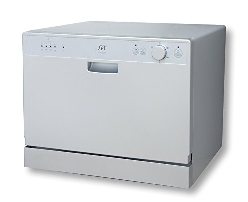 Countertop Dishwasher Premium Portable Stainless Steel Electric Table Top Machine in Stand Alone Silver Compact with Delay Start Design