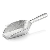 New Star Foodservice 34622 One-Piece Cast Aluminum Flat Bottom Bar Ice Flour Utility Scoop, 1-Ounce, Silver