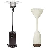 Amazon Basics Havana Bronze, Commercial, Propane 46,000 BTU, Outdoor Patio Heater with Wheels, Havana Bronze & Stand-Up Patio