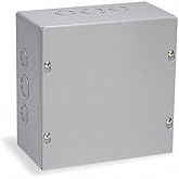 Wiegmann SC060604 SC-Series NEMA 1 Screw Cover Wallmount Pull Box – 6x6x4 Inches, Painted Steel, ANSI-61 Gray, With Knockouts