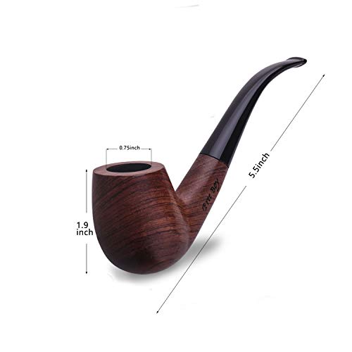 Free Boy Tobacco Pipe Handmade Wooden Bent Smoking Pipe with Accessories - Thumbnail 2