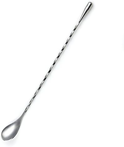 8 Inches Stainless Steel Bartender Mixing Spoon, Spiral Pattern Bar Spoon Cocktail Shaker
