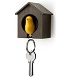 Birdhouse Key Ring - Brown House with Yellow Bird
