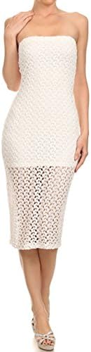LACE TUBE TOP DRESS (D1944-WHT-S)