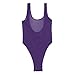 CHICTRY Women One Piece See-Through High Cut Swimsuit Mesh Leotard Bodysuit Dark Purple One Size