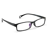 PenSee Fashion Horned Rim Rectangular Eye Glasses Frames Clear Lens (Black)