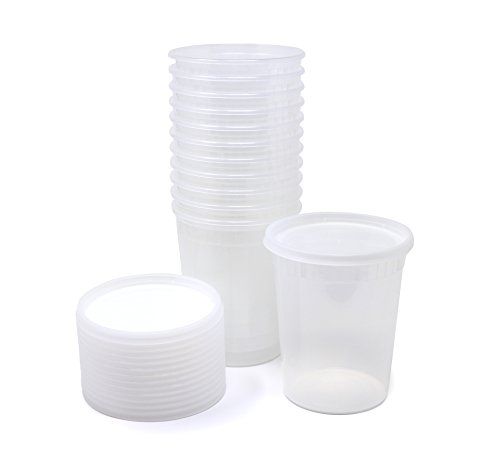 Plastic Food Storage Containers with Airtight Lids 32 oz. - PP FoodSafe Plastic, BPA Free, Restaurant Deli Cups, Foodsavers, Baby Lunch Container, Portion Control, and Meal Prep Containers, 24 Pack - Thumbnail 2