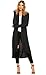 SimpleFun Women's Fall Winter Long Sleeve Waterfall Open Front Long Plus Size Cardigan (XXL, Black)