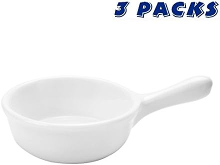WINCANG Ceramic Saucer Dish Plates With Grip Handle, Set of 3-White Porcelain - 2301