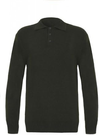 Mens pure cashmere polo sweater, Green, X-Large