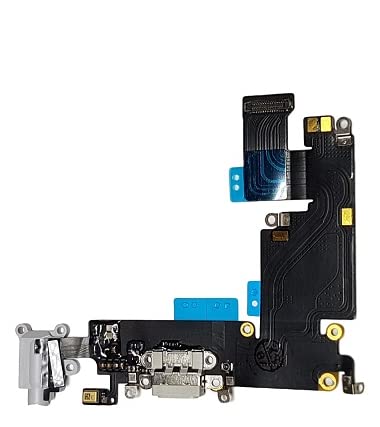 DHLK® Charging Dock connector compatible with iPhone 6 Plus - Charging Port Flex Cable, Light Grey (A1522, A1524, A1593)
