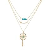 Lux Accessories Gypsy Boho Dreamcatcher Leaf Arrow Beaded Bff Best Friends Forever Necklace Set (3 Pc)