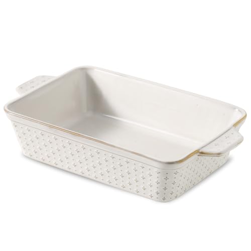 10 Inch Ceramic Baking Pan, Middle Baking Dish, Casserole Dishes for Oven, Rectangular Lasagna Pan Deep with Handles for Baking