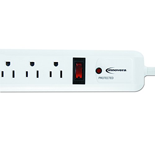 Innovera IVR71652 Surge Protector, 6 Outlets, 4' Cord, 540 J, Plastic, White , Plastic